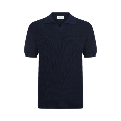 Navy Chevron Weave Skipper Polo Shirt