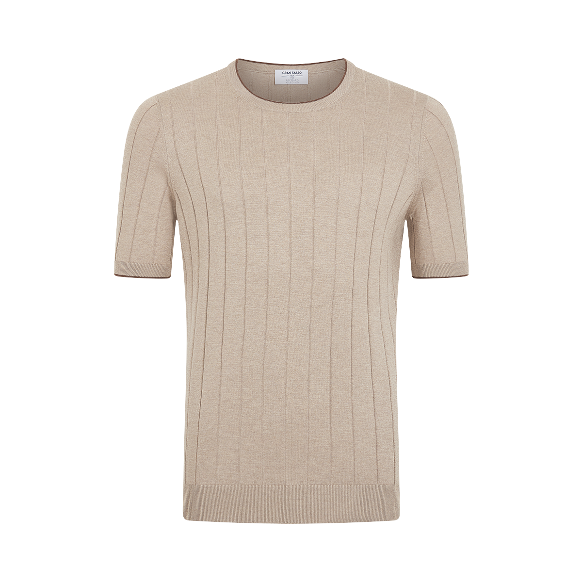 Beige Ribbed Silk T-Shirt
