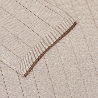 Beige Ribbed Silk T-Shirt