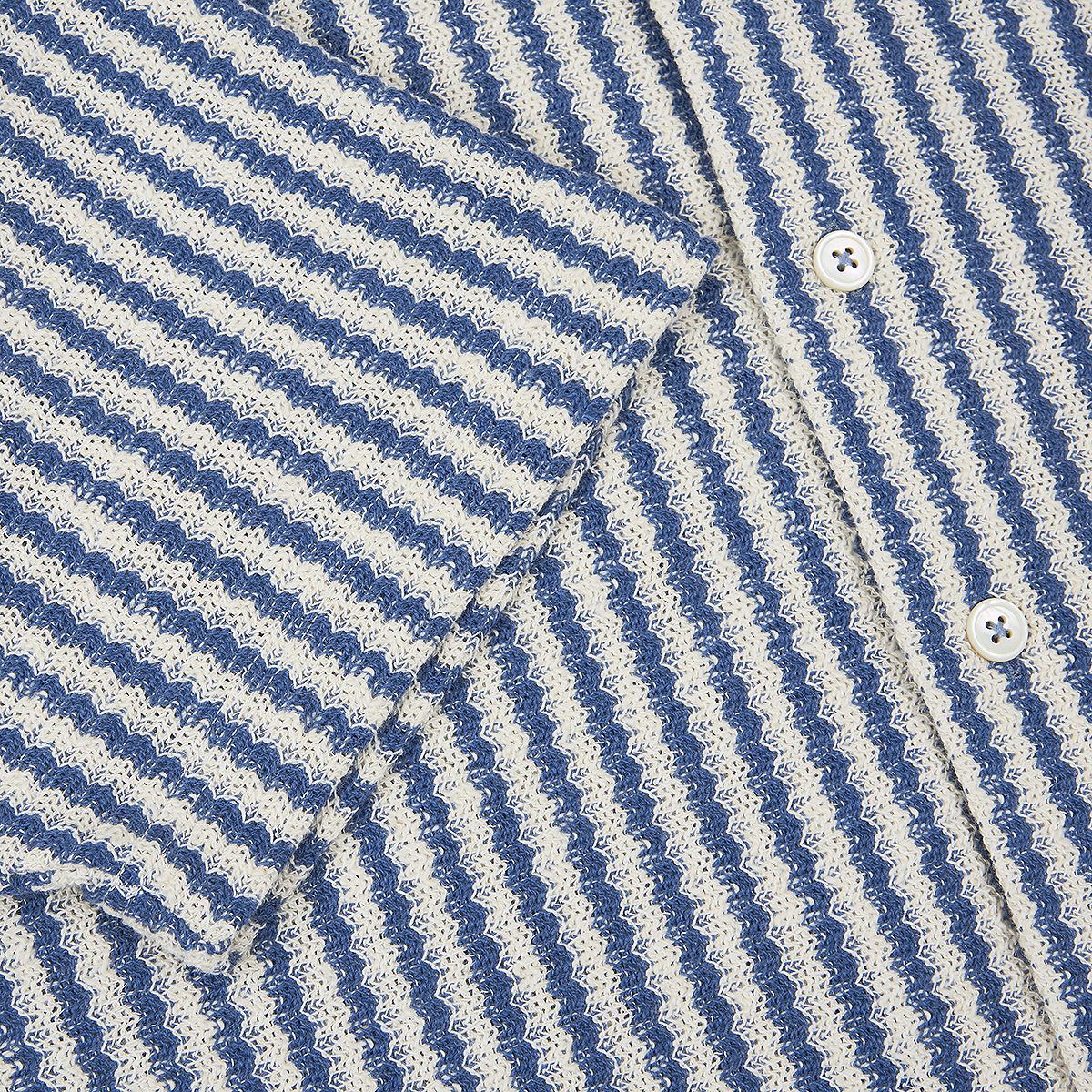 Blue Stripe Button-Through Knit Polo