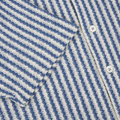Blue Stripe Button-Through Knit Polo