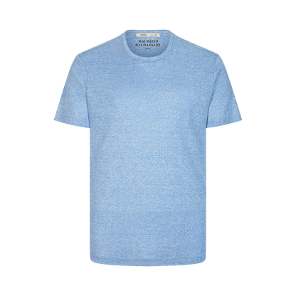 Blue Melange Cotton/Linen T-Shirt