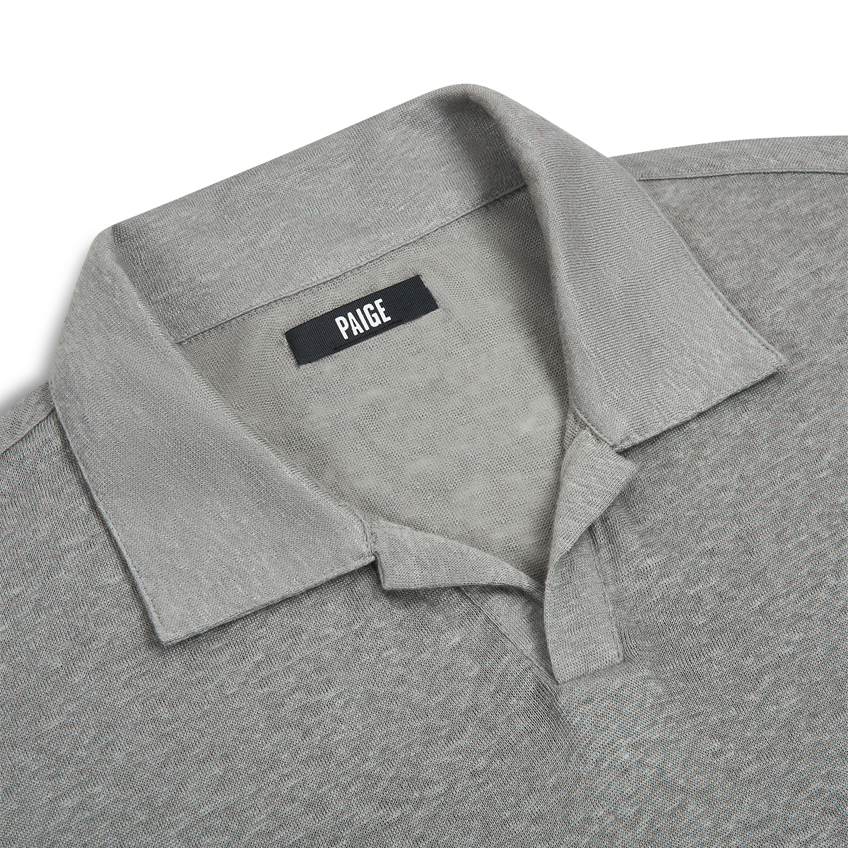 Light Grey Linen Capri Collar Polo Shirt