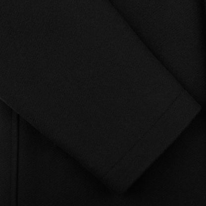 Herno Black Diagonal Wool Fur Collar Car Coat Cuff