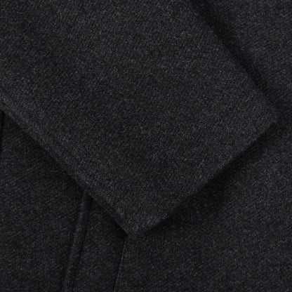 Herno Charcoal Grey Diagonal Wool Fur Car Coat Cuff