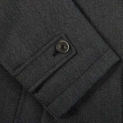Herno Charcoal Wool Twill Beaver Collar Jacket Cuff