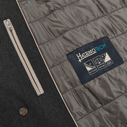 Herno Charcoal Wool Twill Beaver Collar Jacket Logo