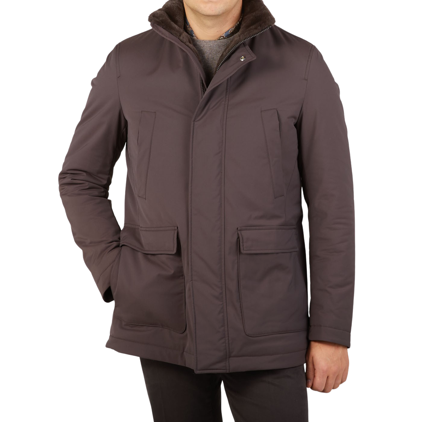 Herno Dark Brown Technical Nylon Field Jacket Back