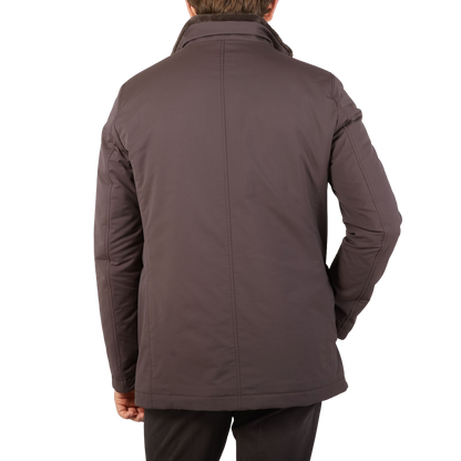 Herno Dark Brown Technical Nylon Field Jacket Front