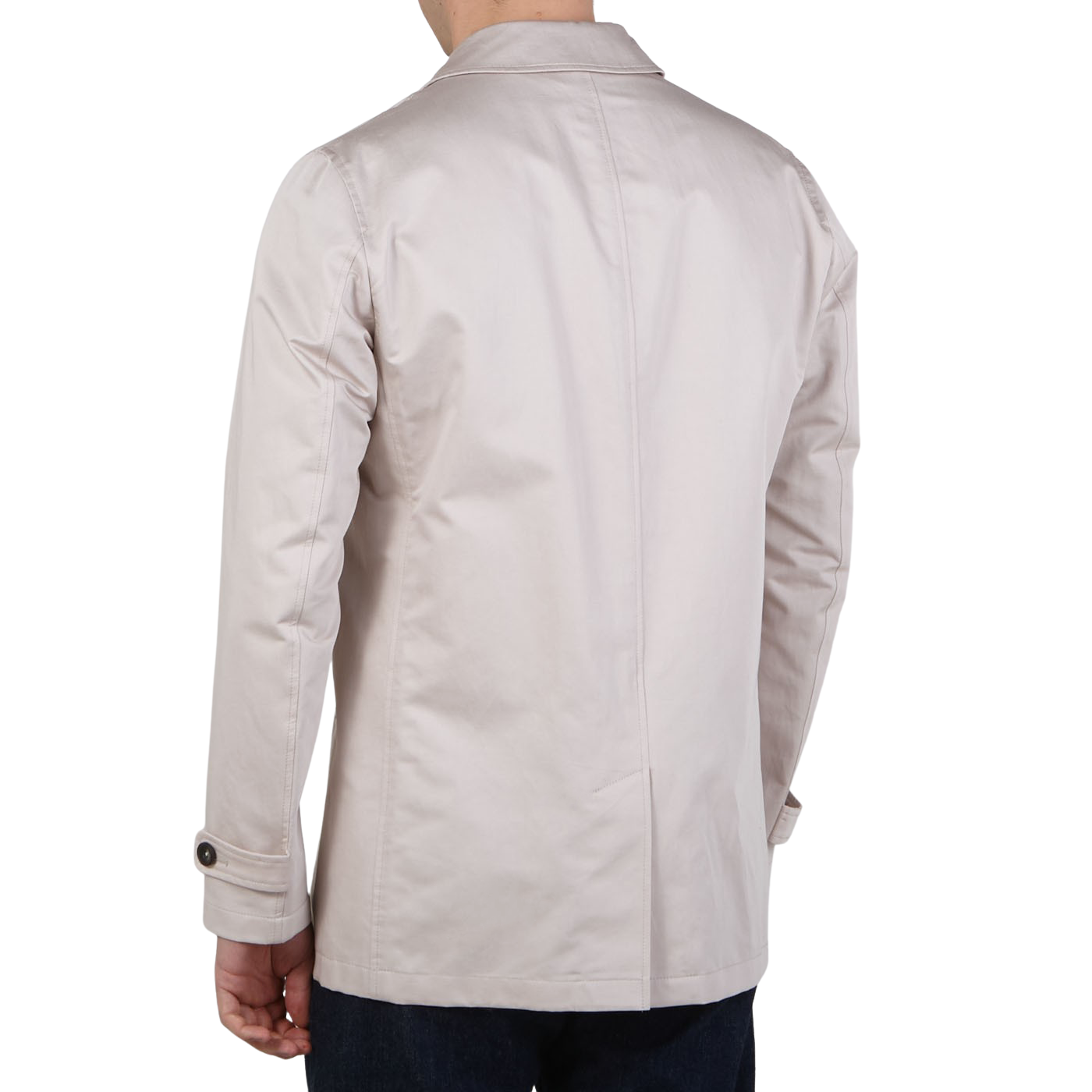 Herno Light Beige Cotton Linen Car Coat Open