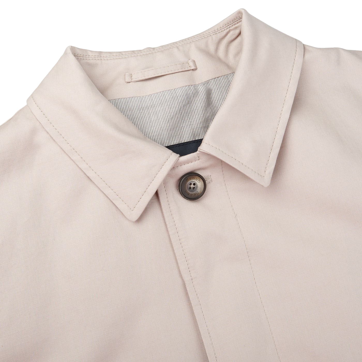 Herno Light Beige Cotton Linen Car Coat Collar
