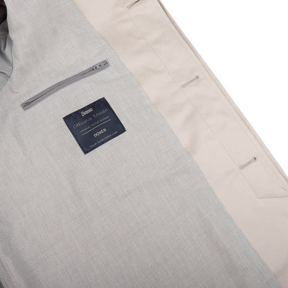 Herno Light Beige Cotton Linen Car Coat Inside