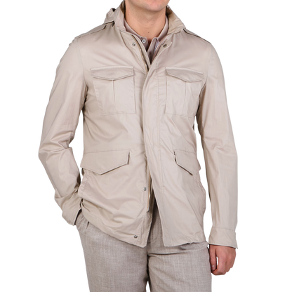 Herno Natural Beige Light Cotton Field Jacket Front