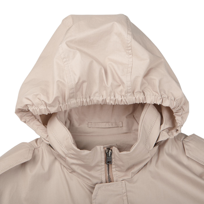Herno Natural Beige Light Cotton Field Jacket Hoodie
