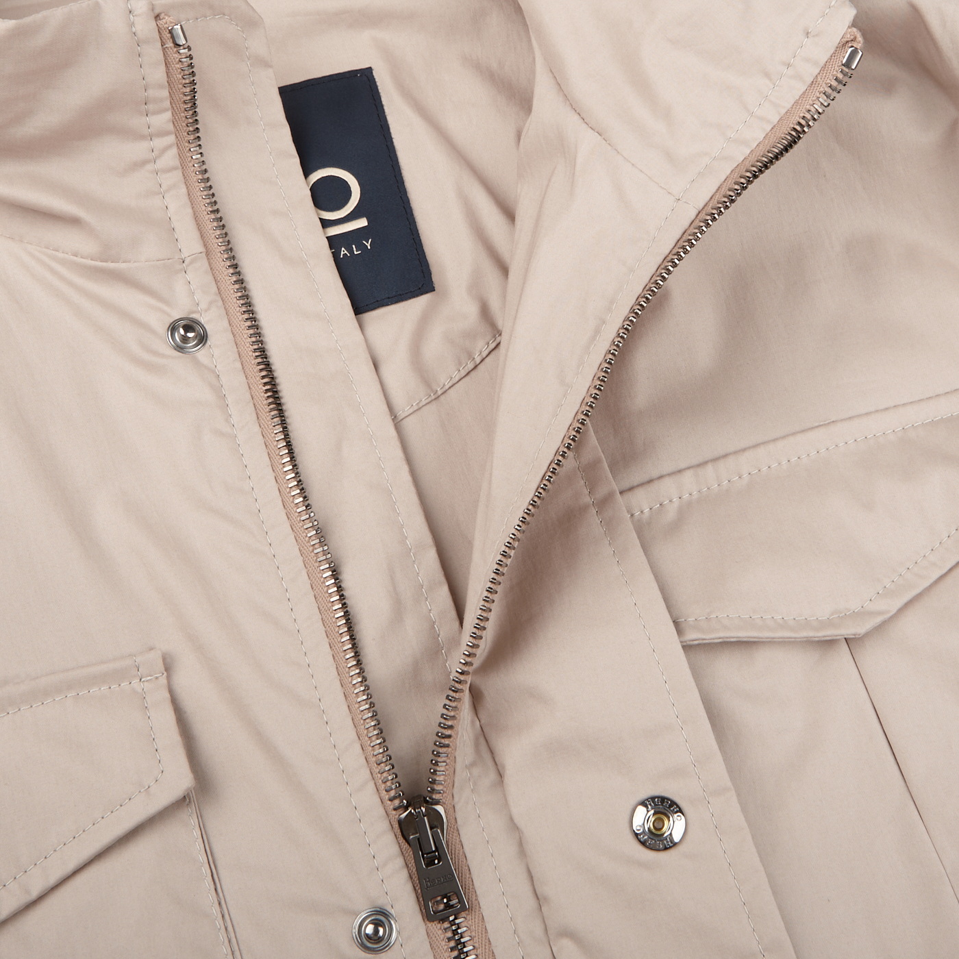 Herno Natural Beige Light Cotton Field Jacket Open