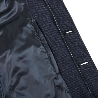 Herno Navy Wool Houndstooth Goose Down Jacket Inside