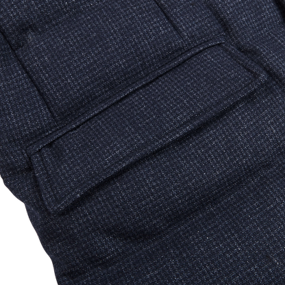 Herno Navy Wool Houndstooth Goose Down Jacket Pocket