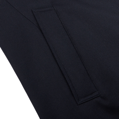 Herno Navy Wool Twill Beaver Collar Jacket Pocket
