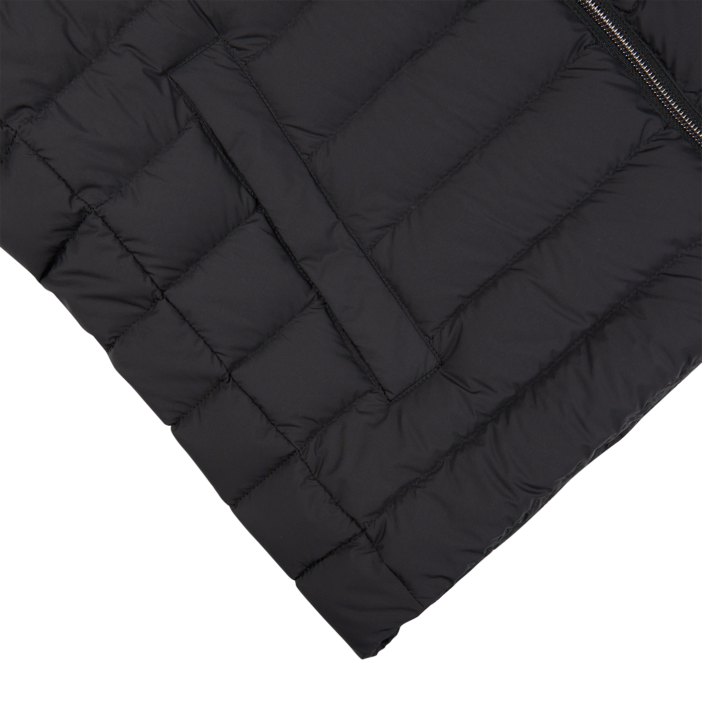 An Italian outerwear Herno Black Nylon Goose Down Quilted Gilet with a zippered hood.