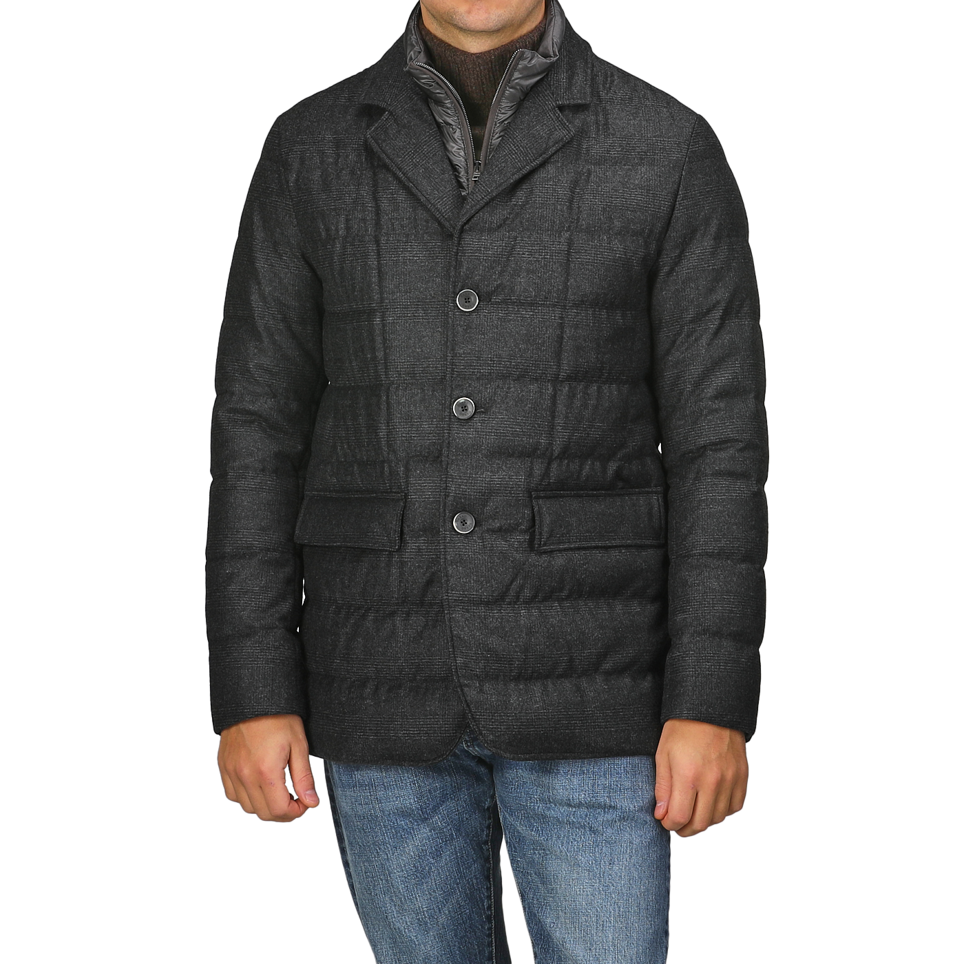 Charcoal Checked Wool Cashmere Loro Piana Jacket