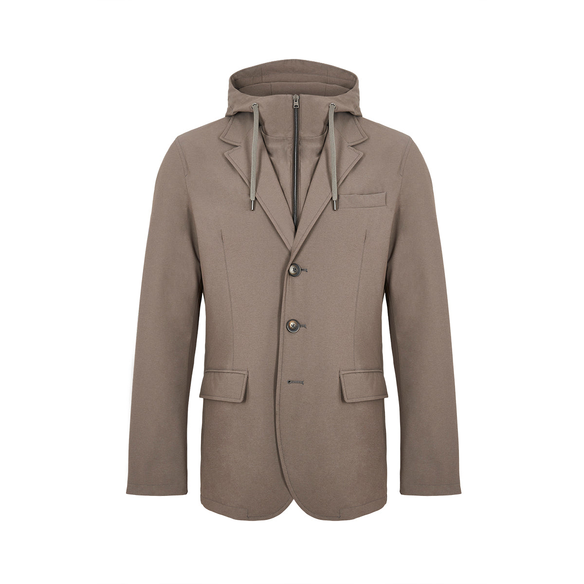 Mink Brown Nylon Blazer with Hood