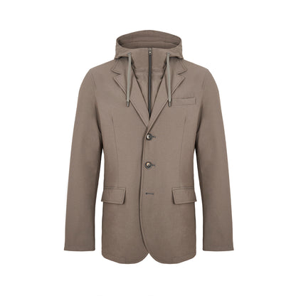 Mink Brown Nylon Blazer with Hood