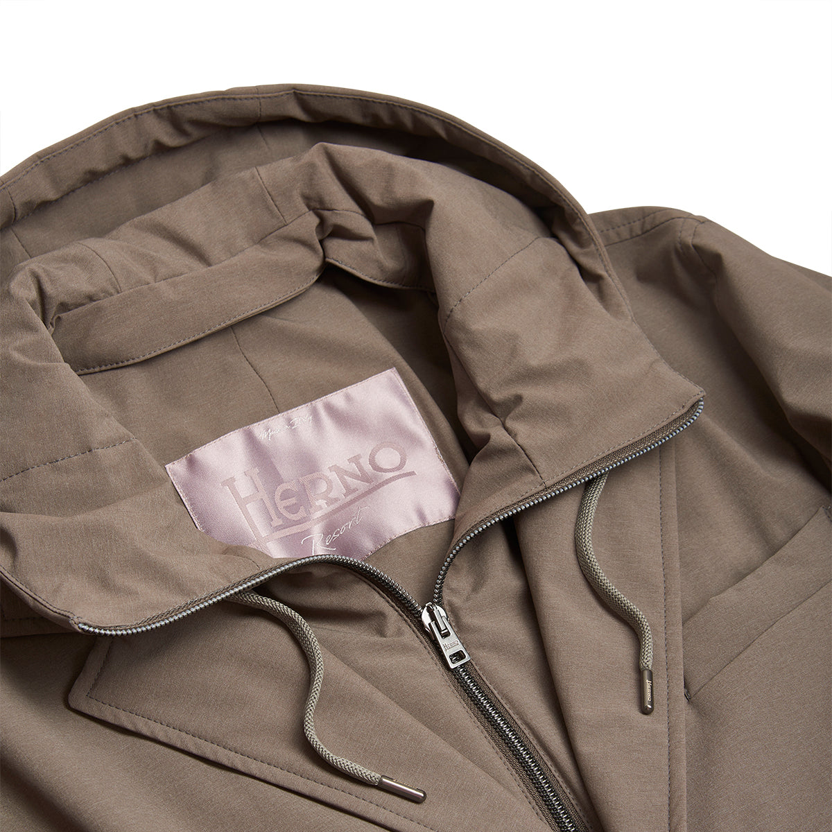 Mink Brown Nylon Blazer with Hood