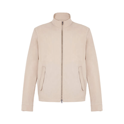 Beige Wool Blend Zip Blouson