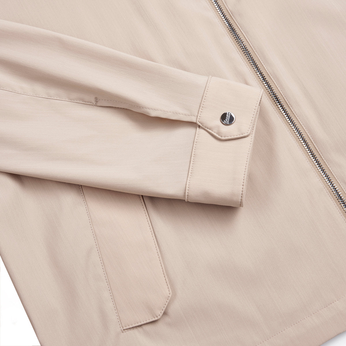 Beige Wool Blend Zip Blouson