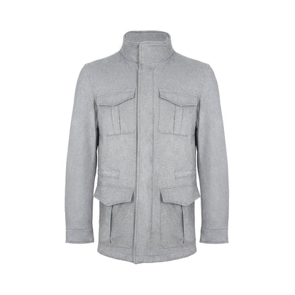 Grey Melange Suede Effect Field Jacket