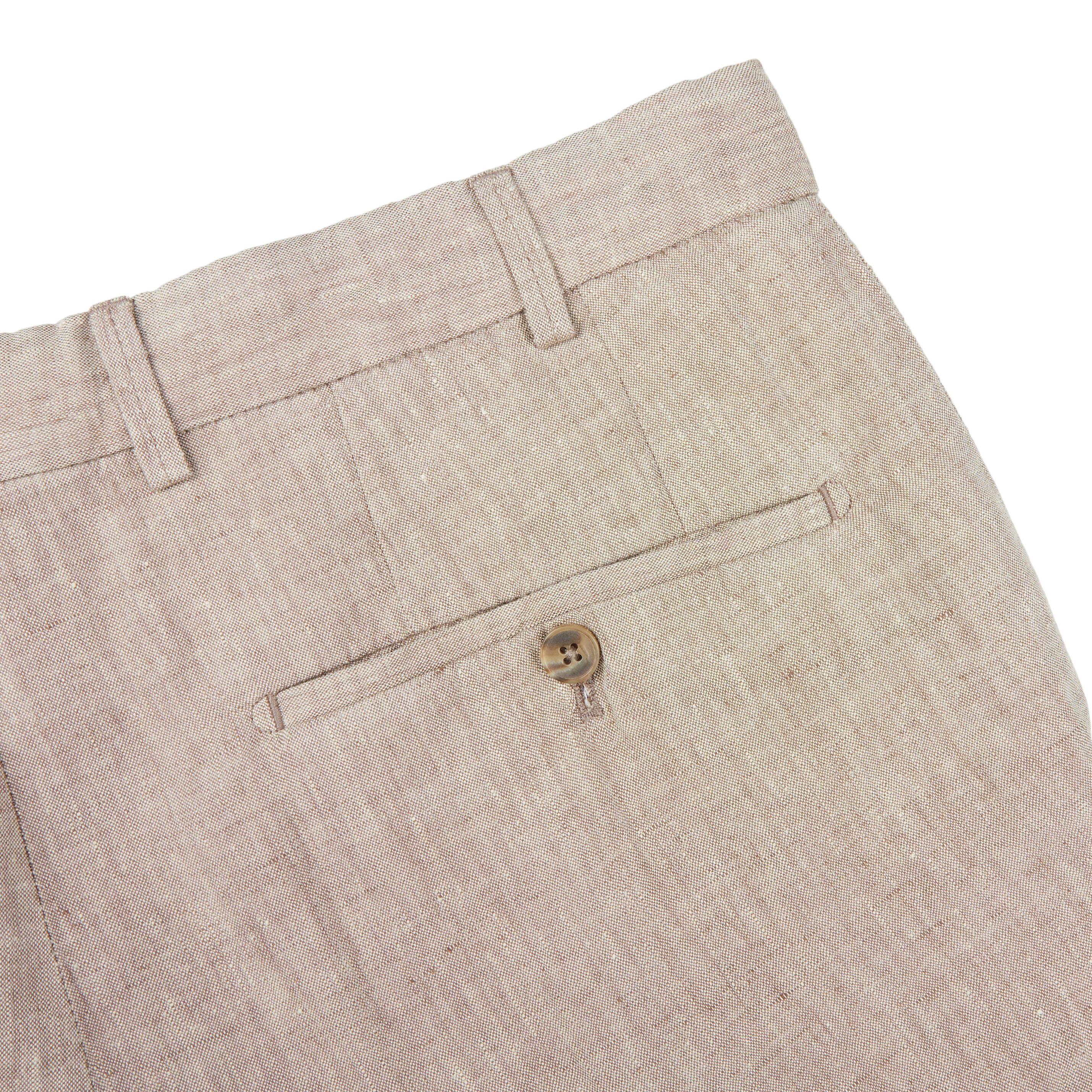 Hiltl Beige Washed Linen Regular Fit Chinos Pocket