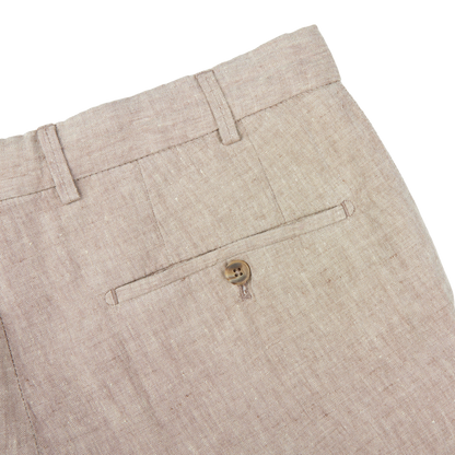 Hiltl Beige Washed Linen Regular Fit Chinos Pocket
