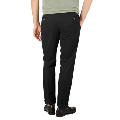 Hiltl Black Cotton Stretch Regular Fit Chinos Back
