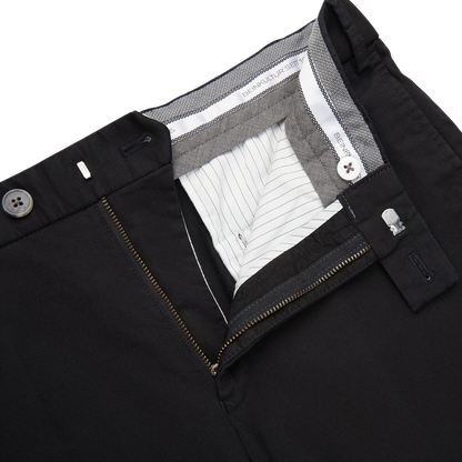 Hiltl Black Cotton Stretch Regular Fit Chinos Zipper