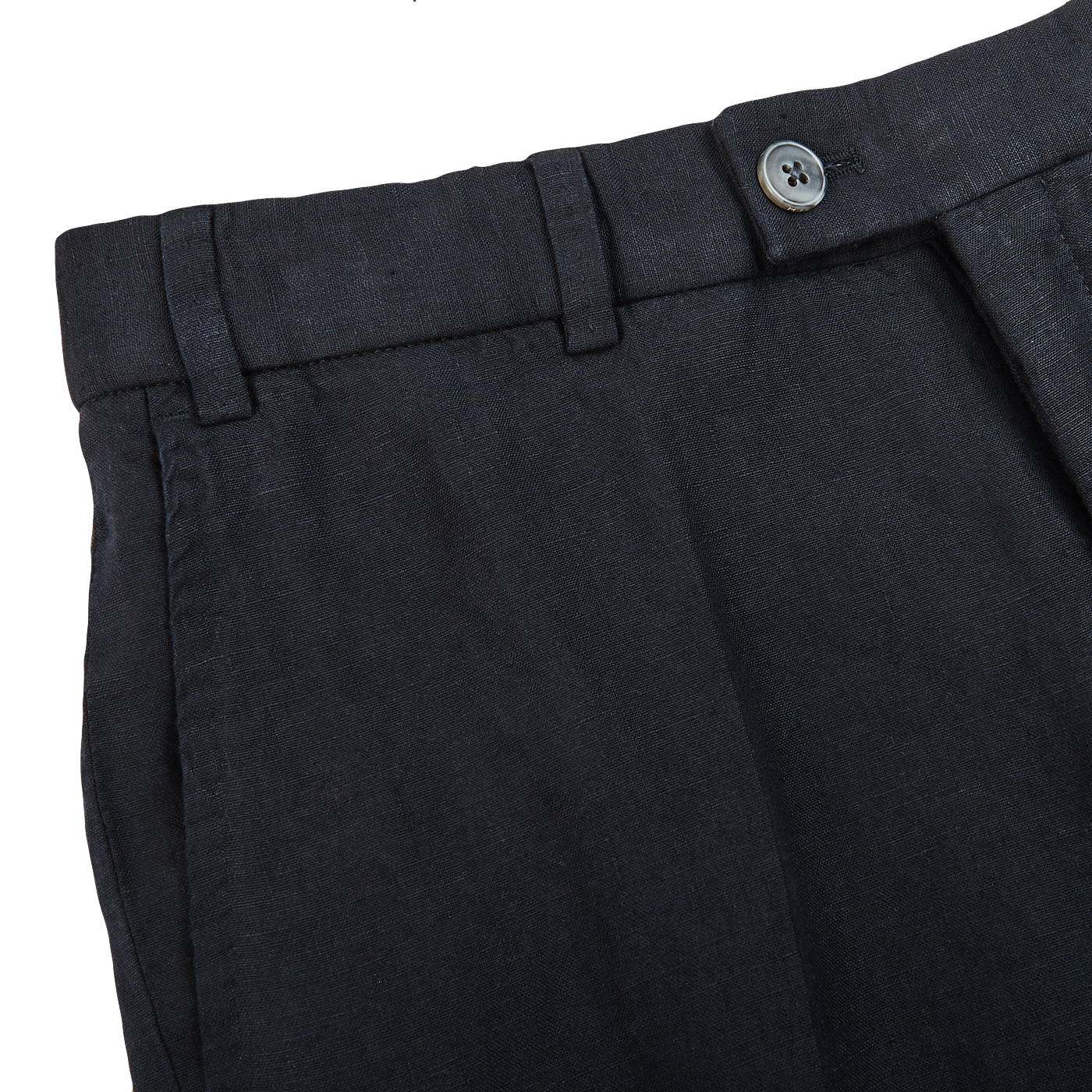 Hiltl Black Washed Linen Regular Fit Chinos Edge
