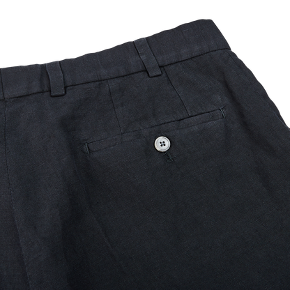 Hiltl Black Washed Linen Regular Fit Chinos Pocket