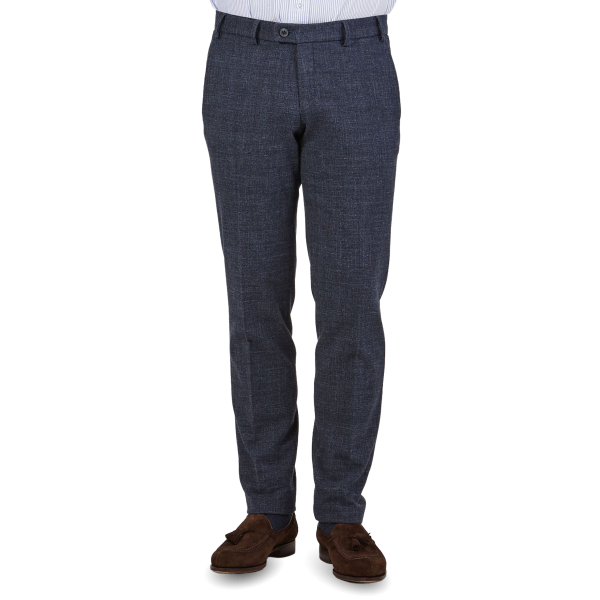 Hiltl Blue Checked Cotton Stretch Slim Fit Chinos Back