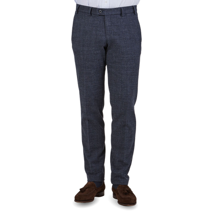 Hiltl Blue Checked Cotton Stretch Slim Fit Chinos Back