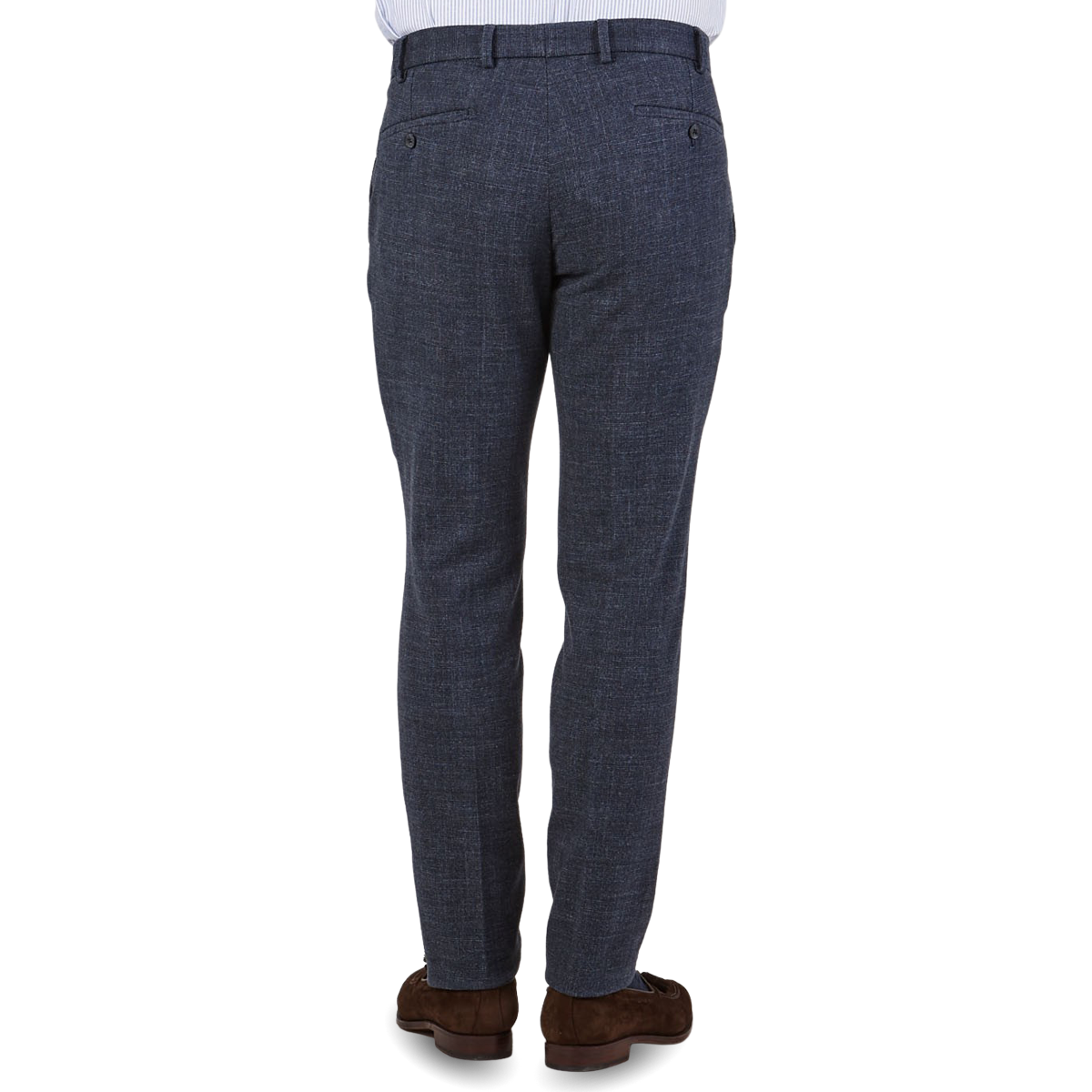 Hiltl Blue Checked Cotton Stretch Slim Fit Chinos Front