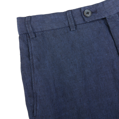 Hiltl Blue Washed Linen Regular Fit Chinos Edge