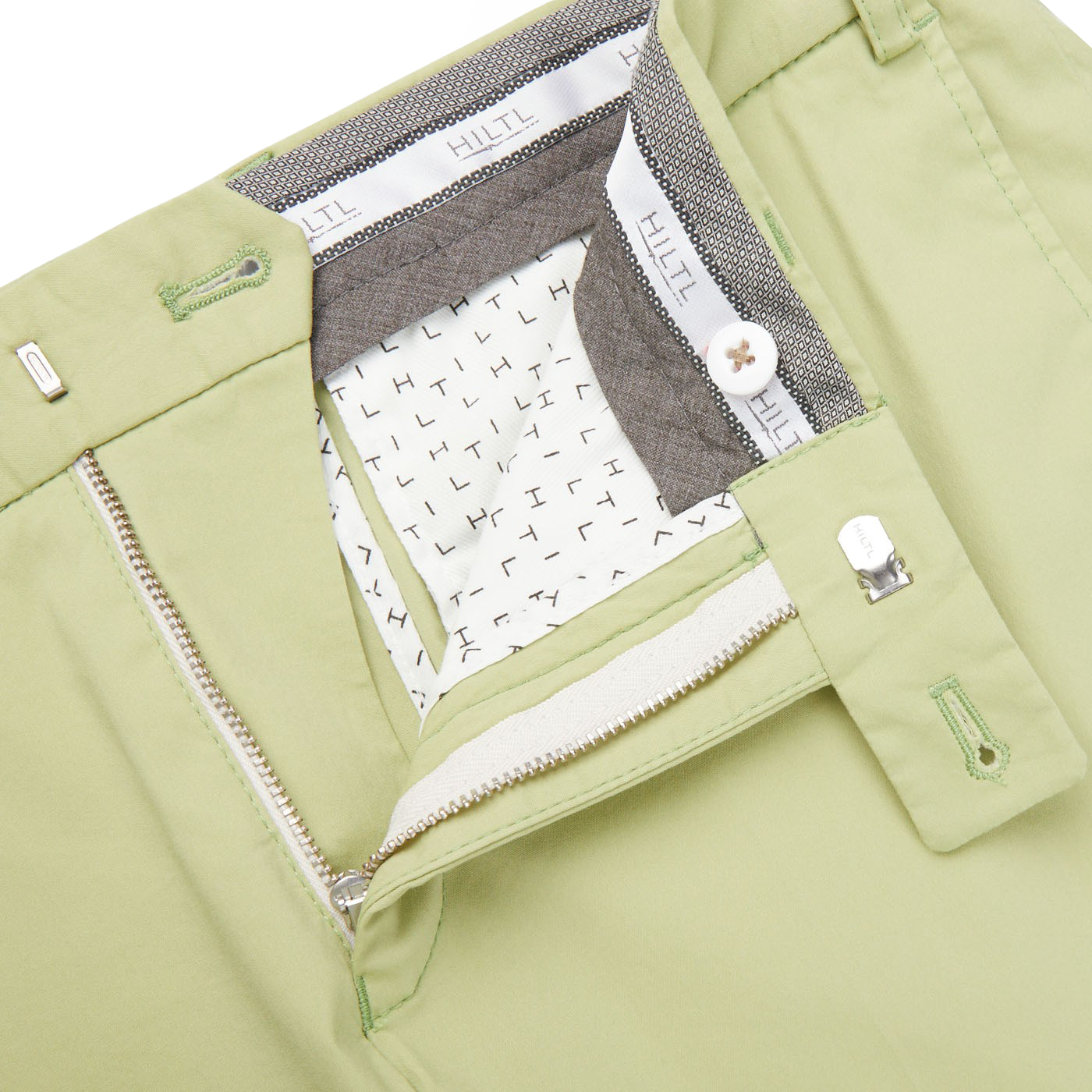 Hiltl Bright Green Cotton Stretch Slim Chinos Zipper
