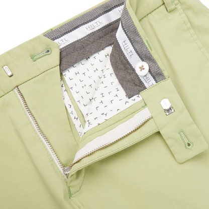 Hiltl Bright Green Cotton Stretch Slim Chinos Zipper