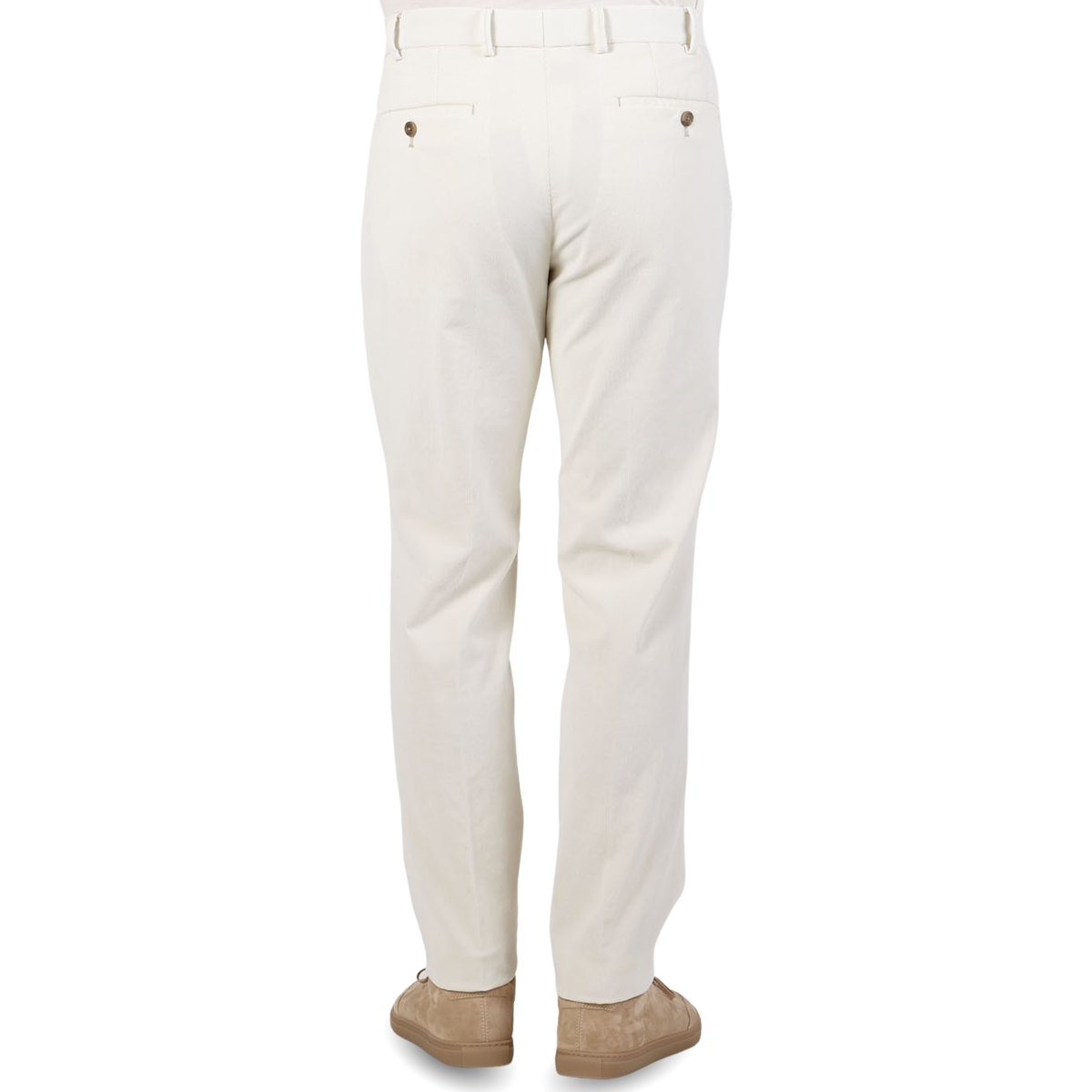Hiltl Cream Micro Cotton Corduroy Regular Fit Chinos Back