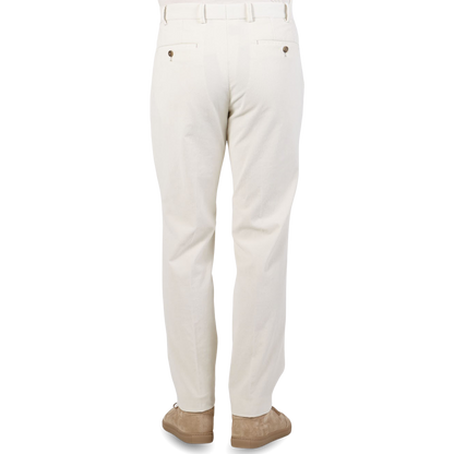 Hiltl Cream Micro Cotton Corduroy Regular Fit Chinos Back