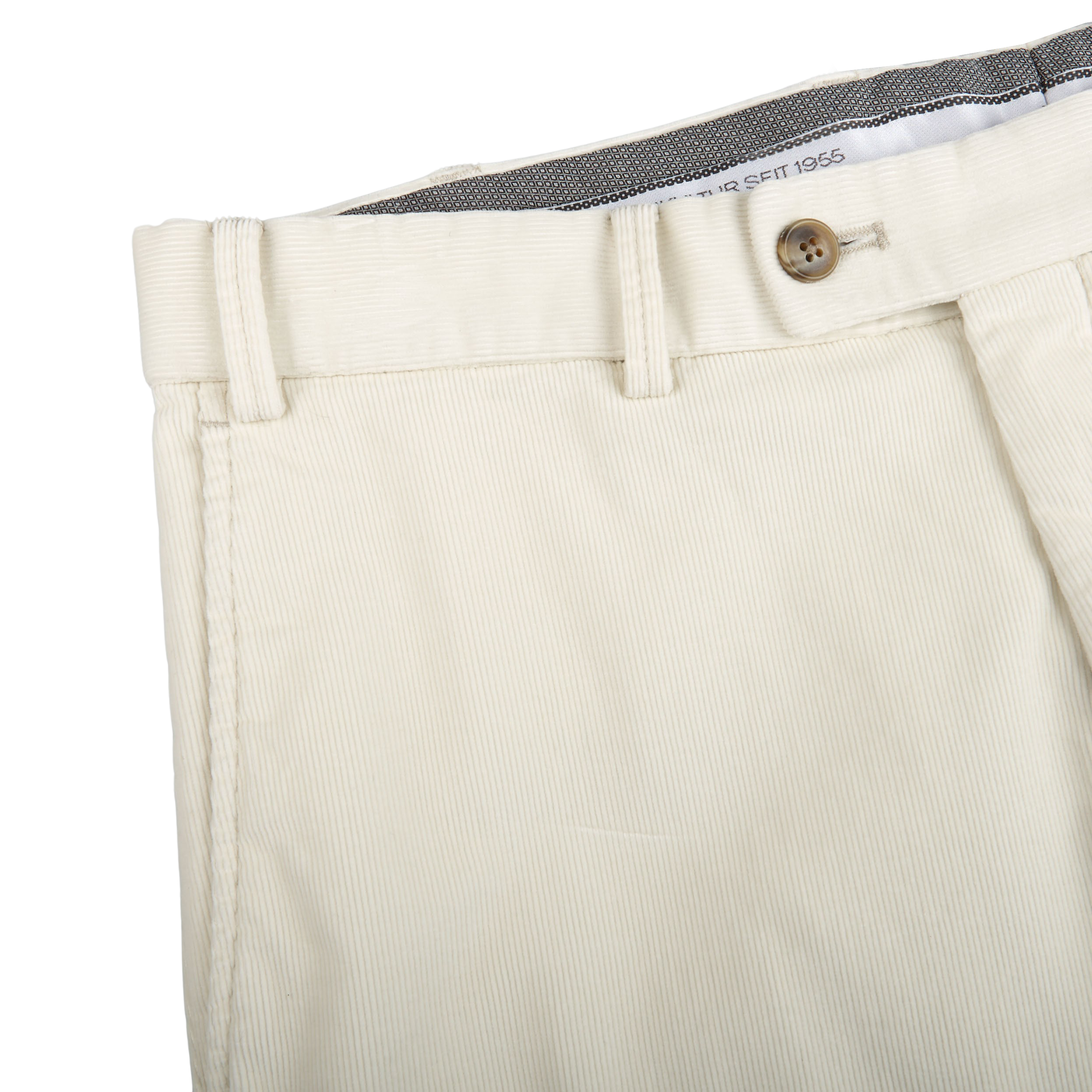 Hiltl Cream Micro Cotton Corduroy Regular Fit Chinos Edge