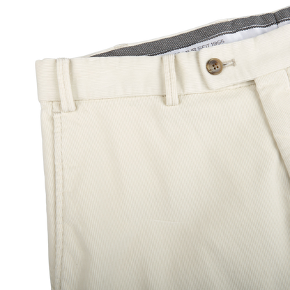 Hiltl Cream Micro Cotton Corduroy Regular Fit Chinos Edge