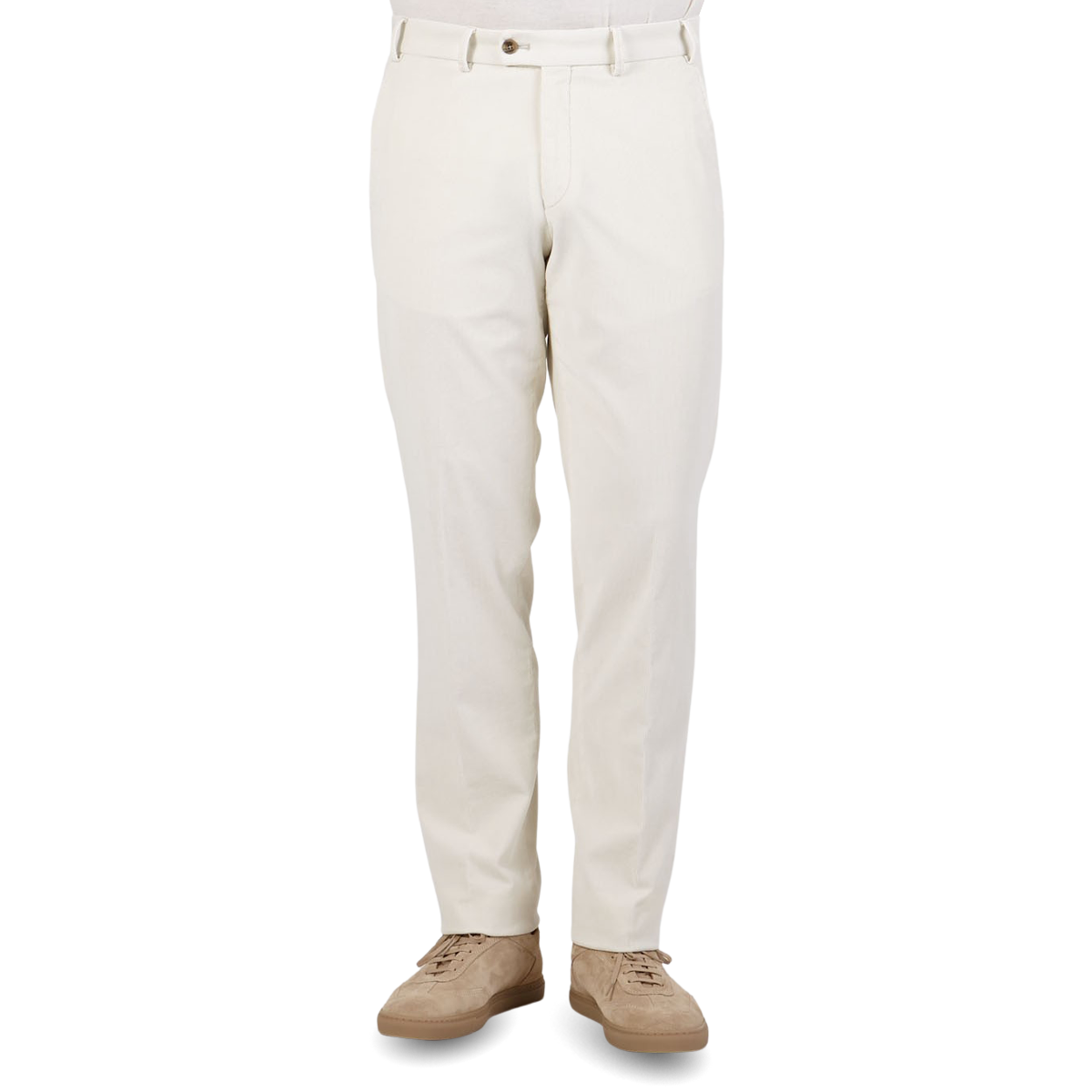 Hiltl Cream Micro Cotton Corduroy Regular Fit Chinos Front