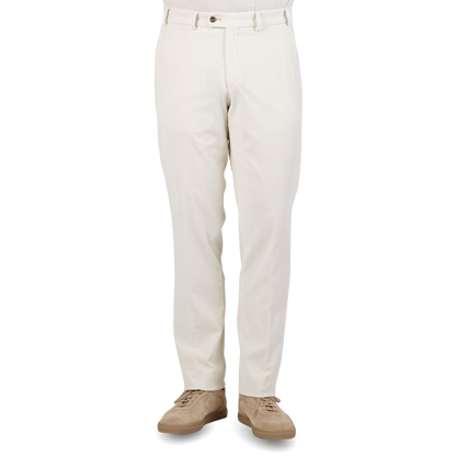 Hiltl Cream Micro Cotton Corduroy Regular Fit Chinos Front