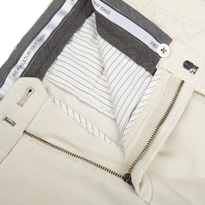 Hiltl Cream Micro Cotton Corduroy Regular Fit Chinos Zipper