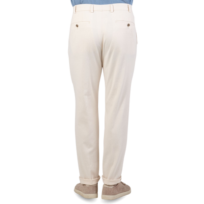 Hiltl Cream White Cotton Stretch Regular Fit Chinos Back